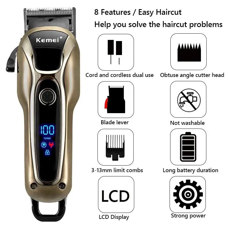 Professional Barber Hair Clipper Rechargeable Shaver
