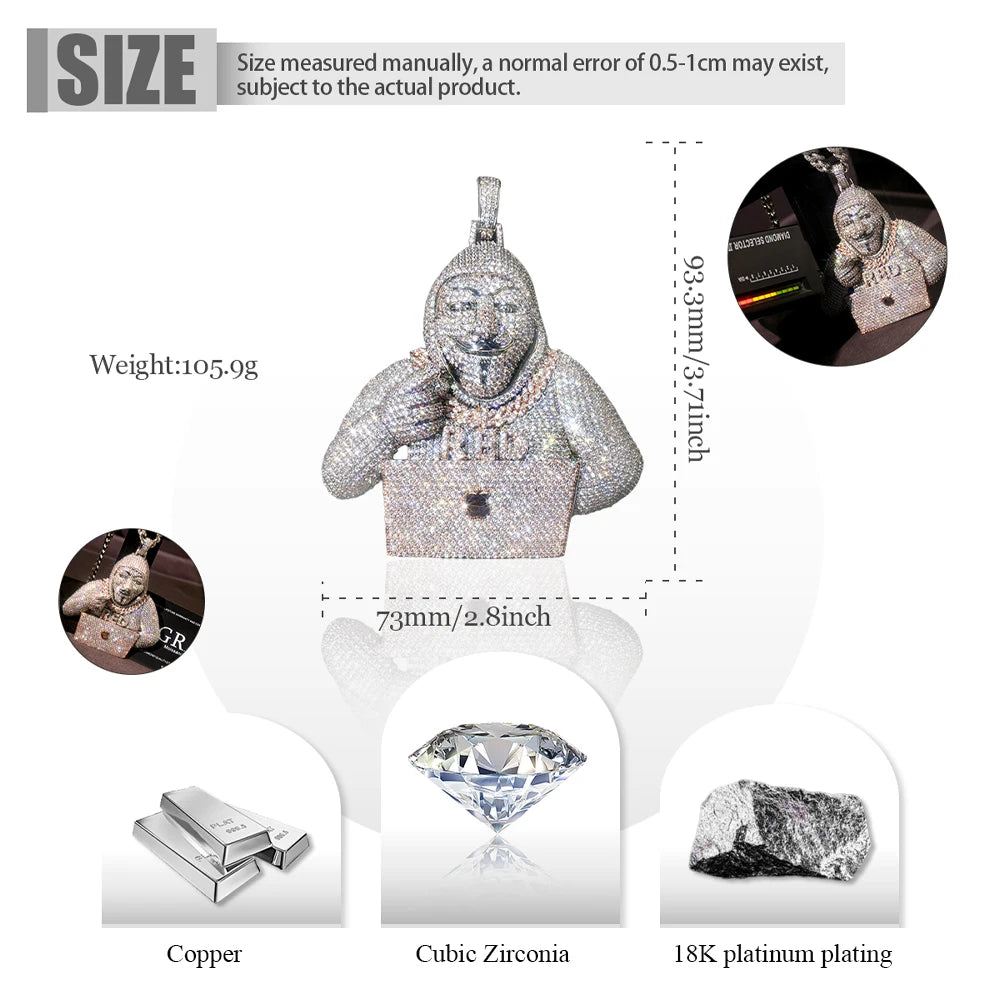 Iced Out Character Mask Pendant