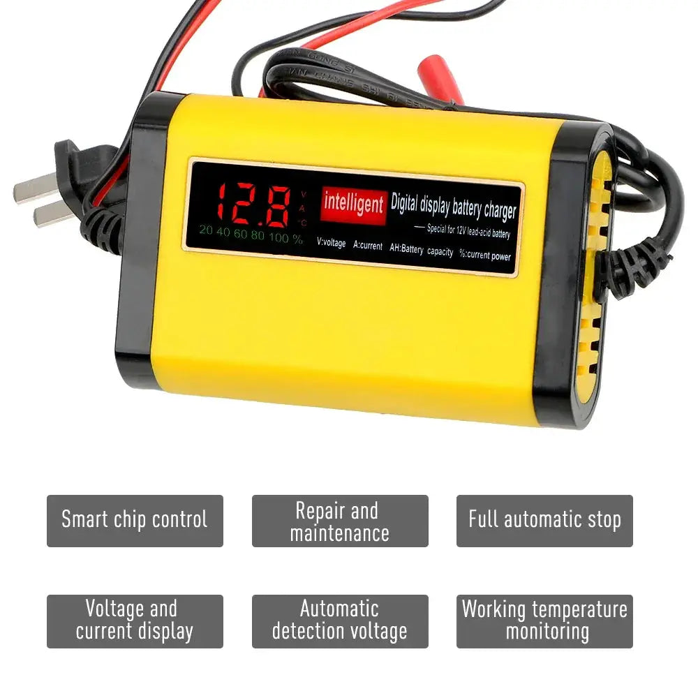 Fully Automatic Car Battery Charger LCD 2A Fast Charge - OurLum.com