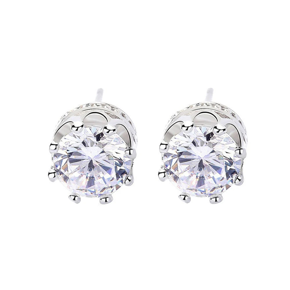 Moissanite Stud Earrings in Sterling Silver earplugs earrings — product view 3