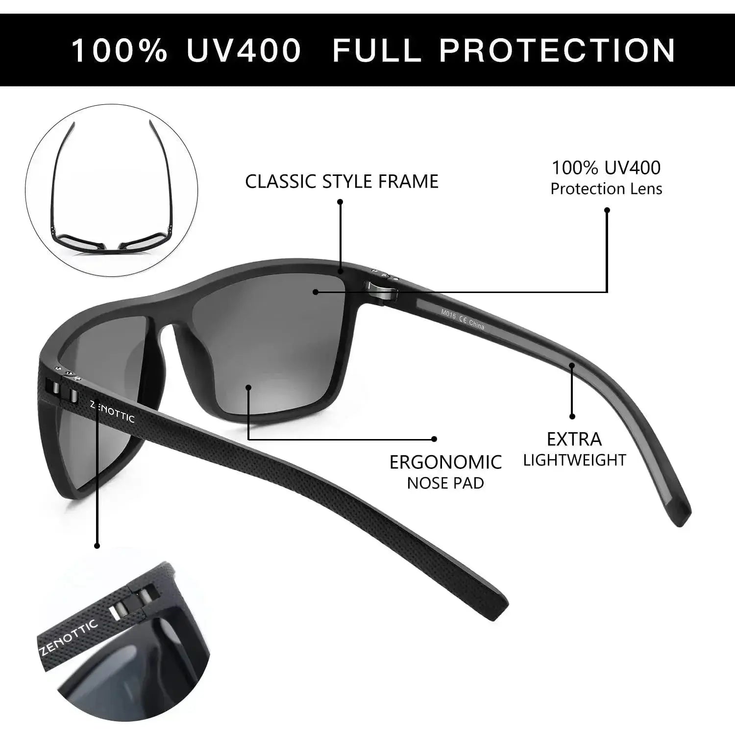 Fashion Polarized Sunglasses Unisex TR90 Frame UV Protection