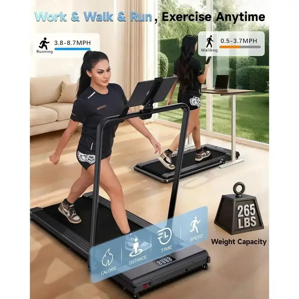8.7 MPH Walking Pad Treadmill with BLDC Motor, 6'47x16 Long Desk, Compact Under Desk Exercise Machine with Remote Control