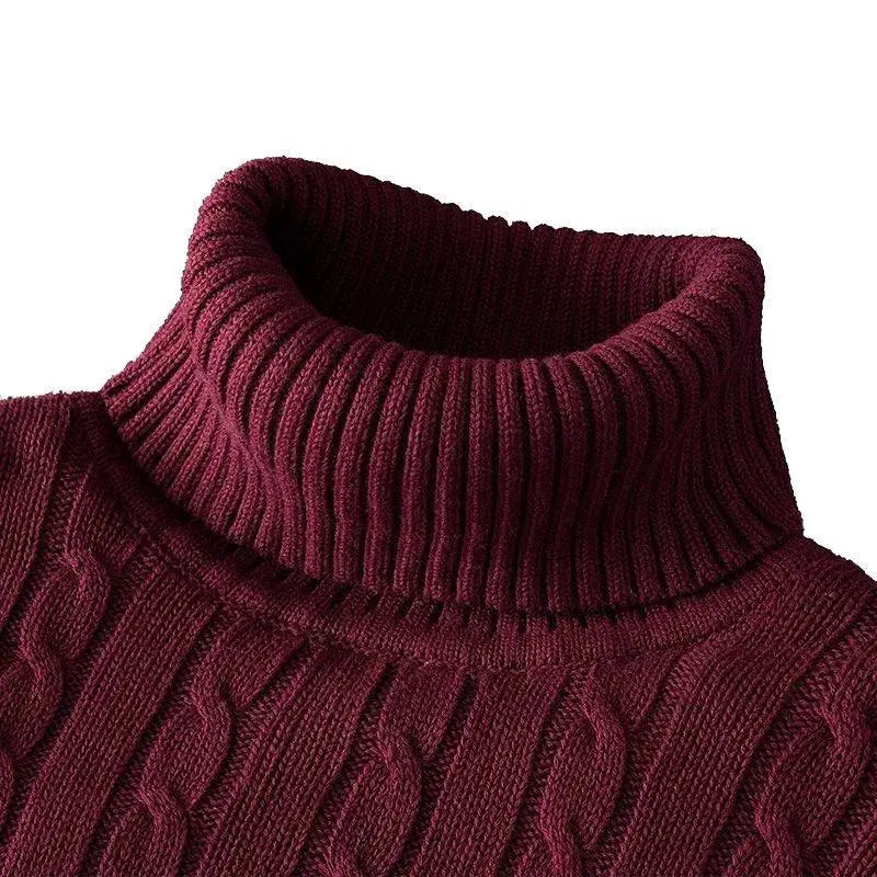 Warm Wool Turtleneck Sweater for Men — Beige
