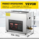 SucceBuy Ultrasonic Cleaner Stainless Steel Portable Cleaning Washing
