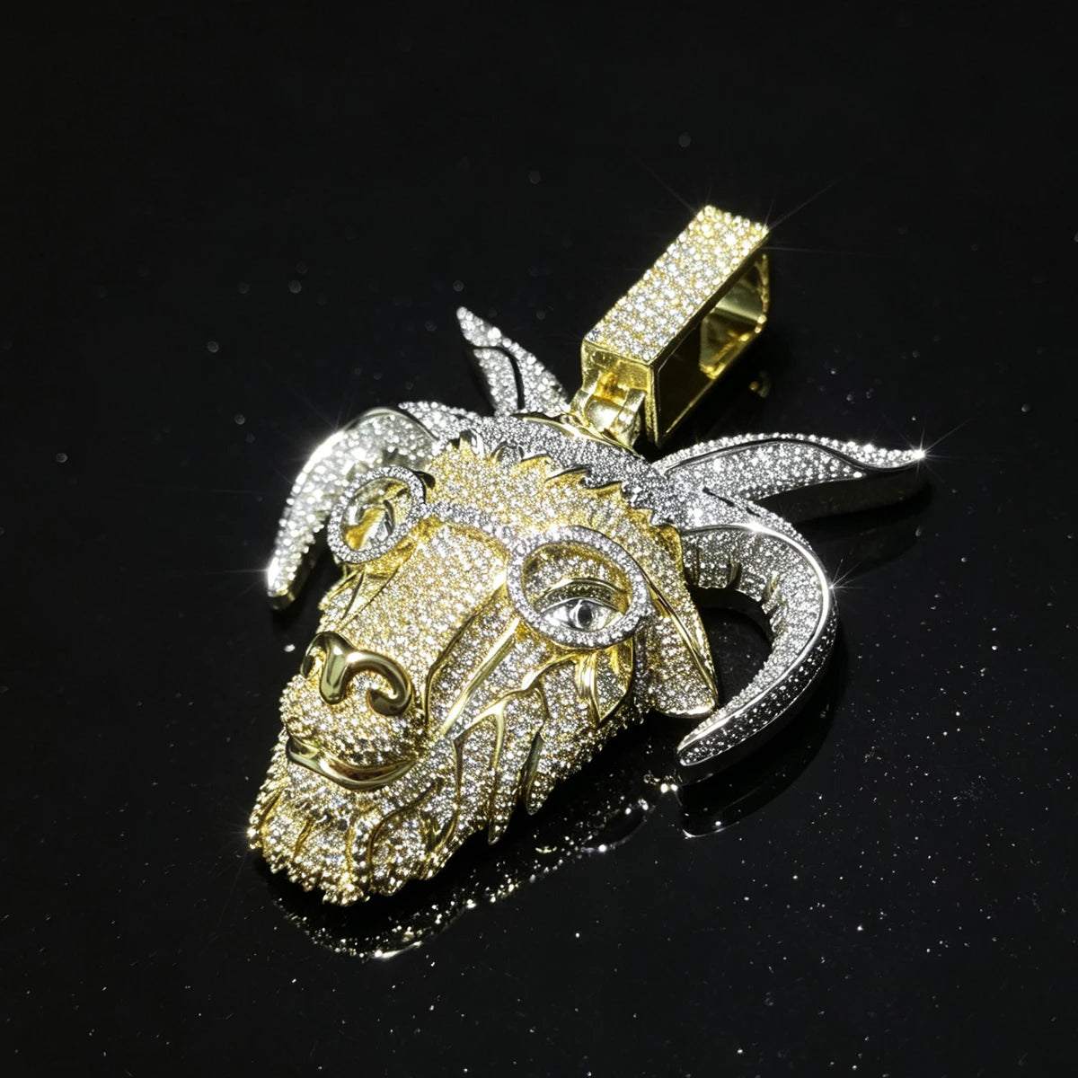 D Iced Out Goat Pendant