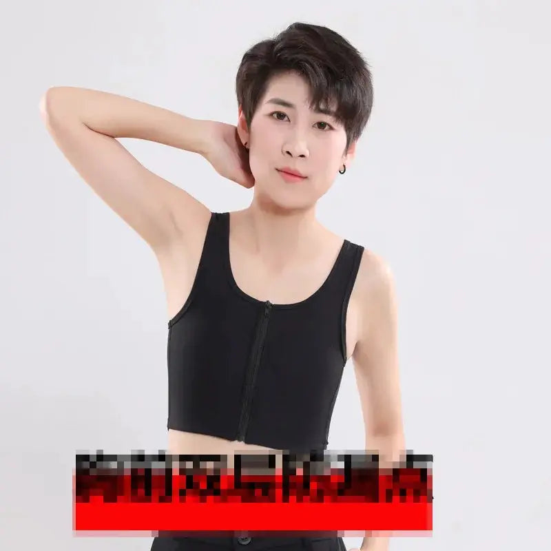 Chest Binder Trans Crop Top With Bandage Zipper Bra Tank