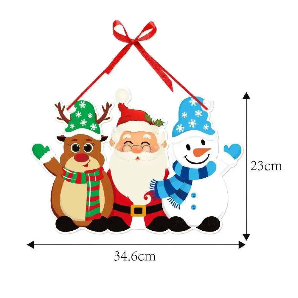 Charming Christmas Door Hanger Decor Santa Snowman Elk Set