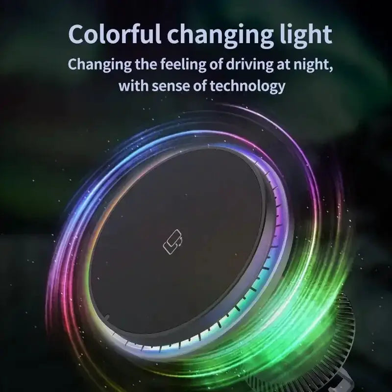 LED/RGB Magnetic Car Wireless Charger For iPhone 12 13 14 15 Pro Max Macsafe Car Phone Holder Stand Mount Fast Charging Station