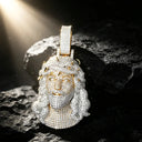 Gold Plated Jesus Pendant Micro Cubic Zirconia Christ Head Charm