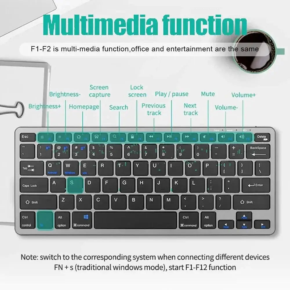 Wireless Multi Device Keyboard For Laptop PC TV iPad
