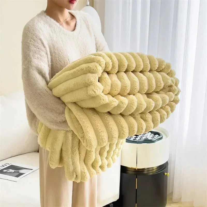 Soft Toscana Rabbit Fur Blanket For Winter Warmth Cozy