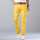 Spring Men's Slim Jeans Classic Style Straight Elasticity Cotton Denim Pants Male Brand Trousers Wine Red Black White