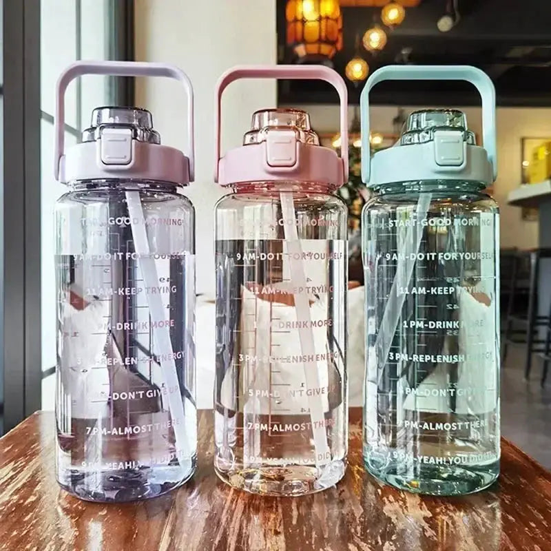 2L Portable Water Bottle With Time Marker For Fitness - OurLum.com