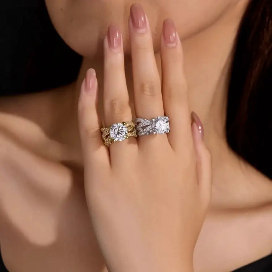 Moissanite Ring in Sterling Silver Stunning — product view 2