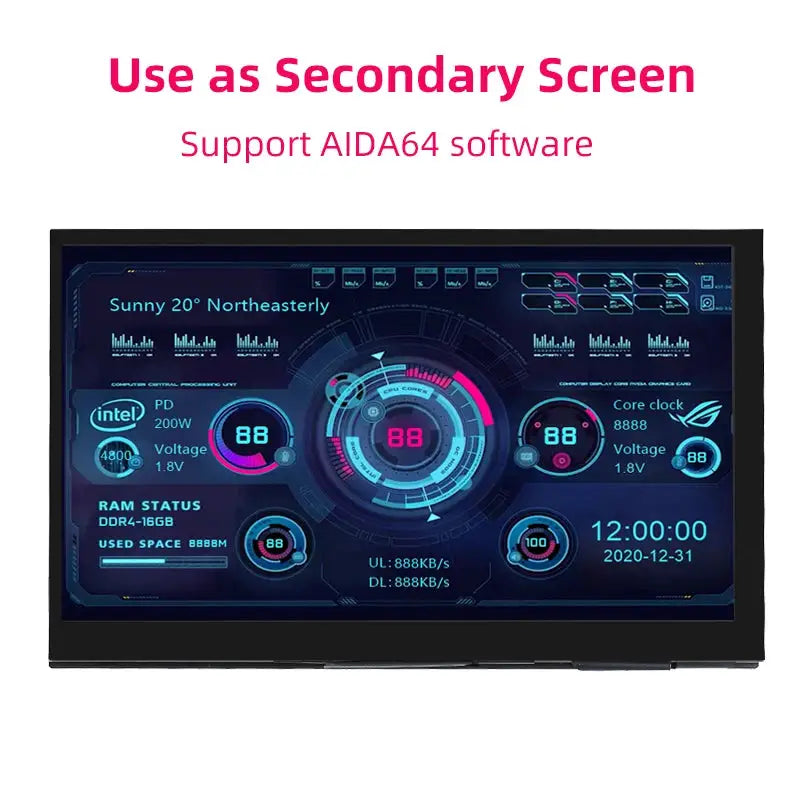 7 Inch Portable Display IPS LCD Capacitive Touch Screen 1024x600 Monitor Optional Speakers for Raspberry Pi Laptop PC