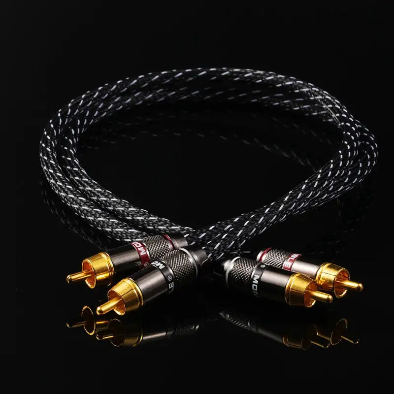 QINCROWN 6N OFC 2RCA Interconnect Cable, 24K Gold-Plated Plugs HiFi Audiophile for Amp DAC Preamp Home Audio Gear
