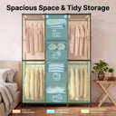 Freestanding Wardrobe Closet Dustproof Hanging Rods & Drawers