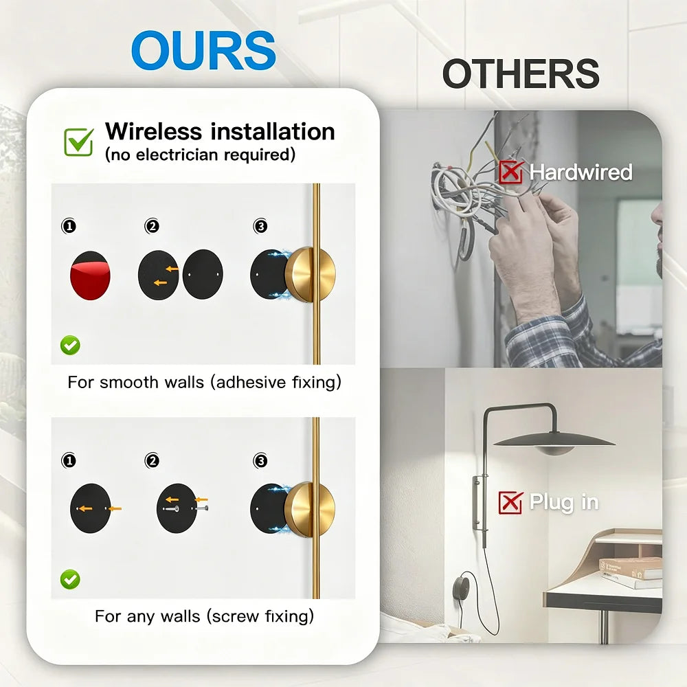 Rechargeable Gold LED Wall Light — product view 5
