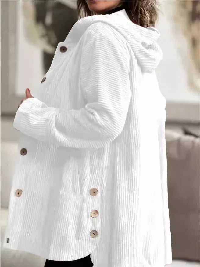 Hooded Button Mid Length Coat