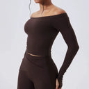 Breathable Slash Neck Yoga Shirt Women Quick Dry