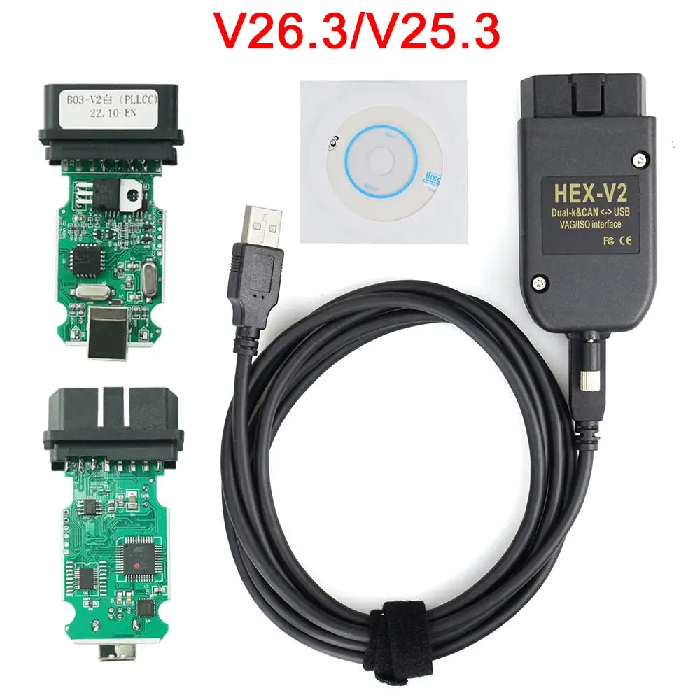 Best quality V26.3 VAG Scanner VAG Tool VAG KKL VAG COM Cable OBD2 Diagnostic Cable Multi-Language OBD2 Scanner HEX V2 VAGCOM