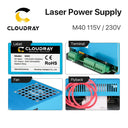 Cloudray 40W CO2 Laser Power Supply M40 115V 230V Compatible