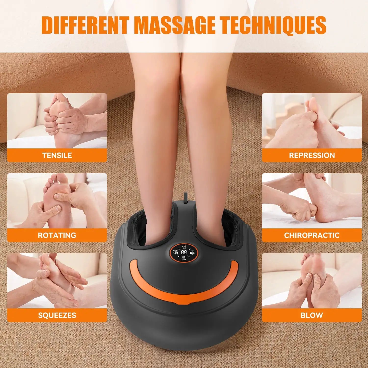Jinkairui Kneading Air Compression Electric Foot Massage Machine Roller Shiatsu Heated Multifunctional Relaxation Household Gift