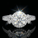 Moissanite Ring in Sterling Silver Couple Prong Setting