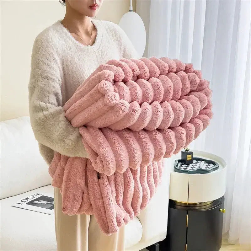 150x200cm Plain Soft Khaki Throw Blanket Bedtime Cozy