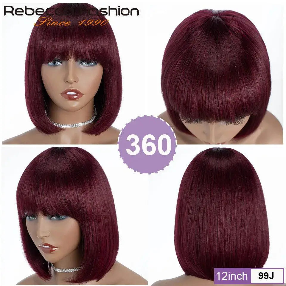 Burgundy Highlight Bob Wig 99J Color Fast Shipping
