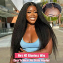 Premium Kinky Straight HD Lace Frontal Wig Glueless Hair