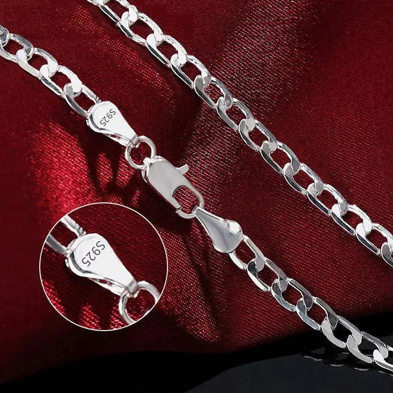 Unisex 925 Sterling Silver Face Chain Necklace Jewelry