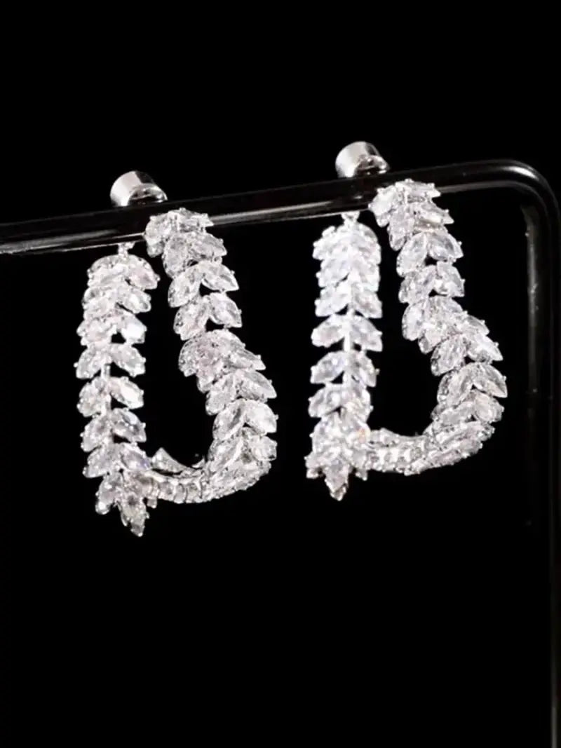 French New Design Silver Plated Zircon Love Wheat Earrings - OurLum.com
