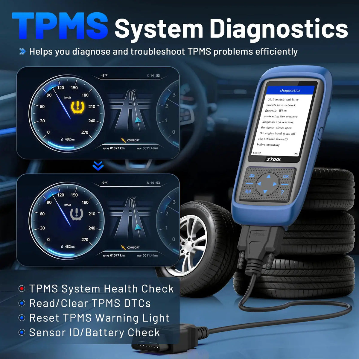 XTOOL TP150 WIFI TPMS Programming Diagnostic Tool Activate All Sensor Work On 315 433MHz Tire Pressure Monitor Read Clear DTCs