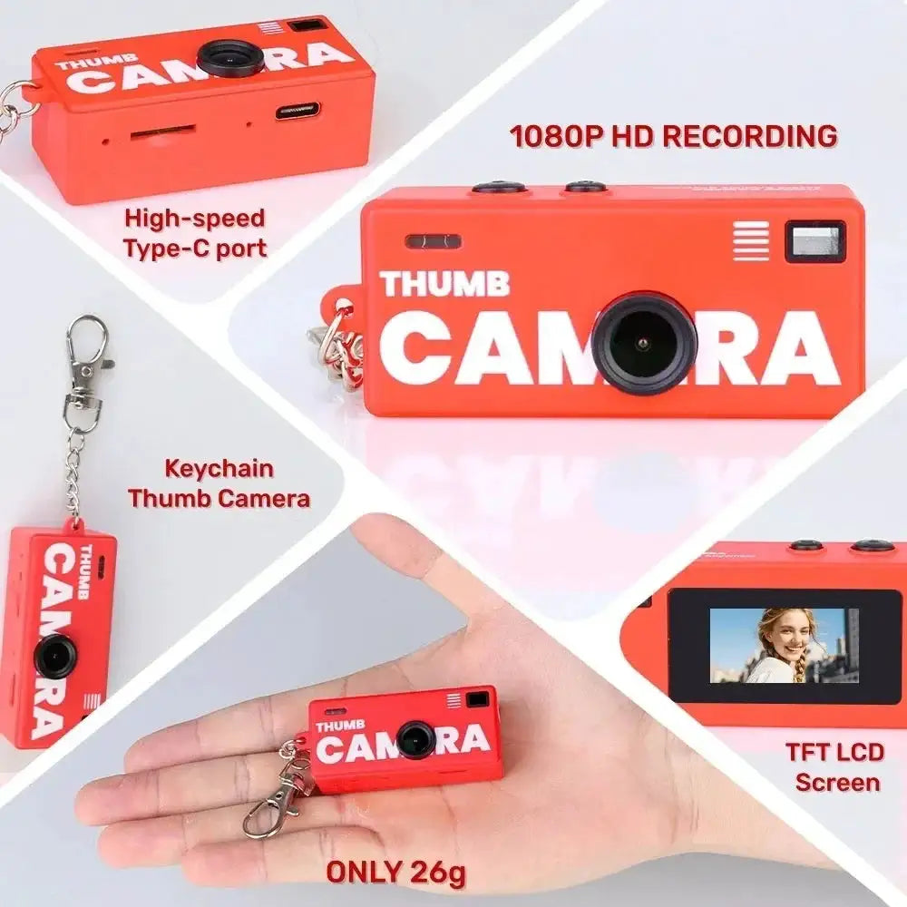 KEBIDUMEI Mini Action Camera Retro Support Memory Card Thumb Keychain Camera 0.96inch 1080P Very Small Camcorder Video Recorder