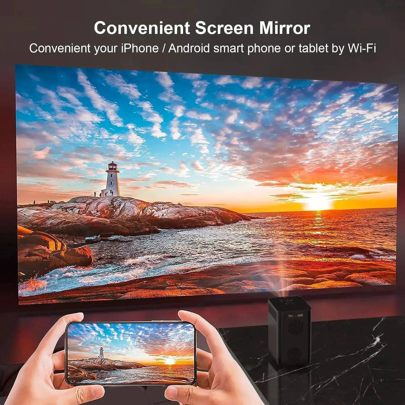 4K Android WiFi Projector Portable Wireless Streaming Design