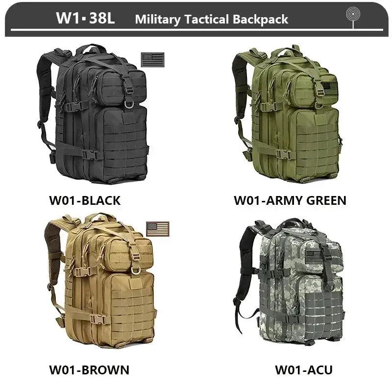 3 Day Tactical Assault Backpack Molle 38 To 45L Waterproof