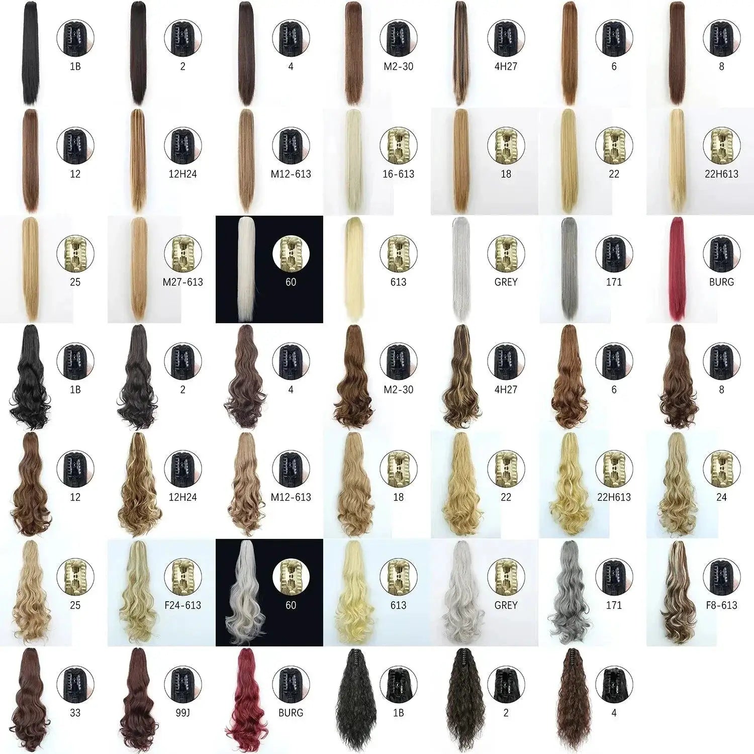 Long Straight Claw Clip Synthetic Ponytail Extension 24 Inch