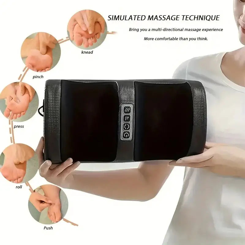 Heating and Kneading Foot Massager, Dual-Direction Kneading with 20 Massage Heads, Foot and Leg Massager, Constant Temperature Heating, Smart Timer, Plug and Play, Thanksgiving and Christmas Gift