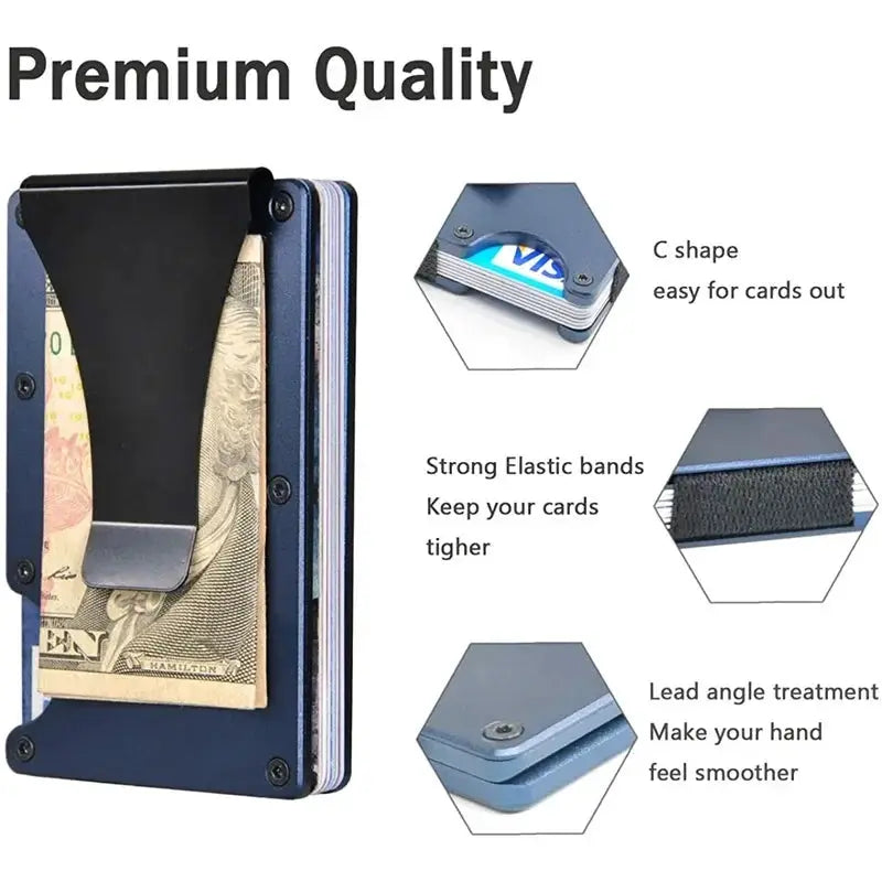 Clip Metal Wallet Aluminum Minimalist Blocking Holder - OurLum.com