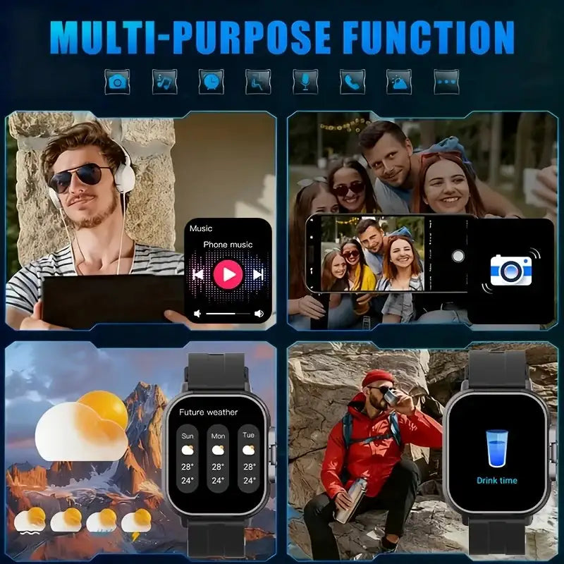 2-in-1 Smart Watch with Hidden Wireless Earbuds Compatible for Android/iOS, Wireless Smartwatch with AI Translation, -Screen HD Display, Watch Faces, Music Playback, Payment System & Real-Time Alerts Suitable for Men and Wome
