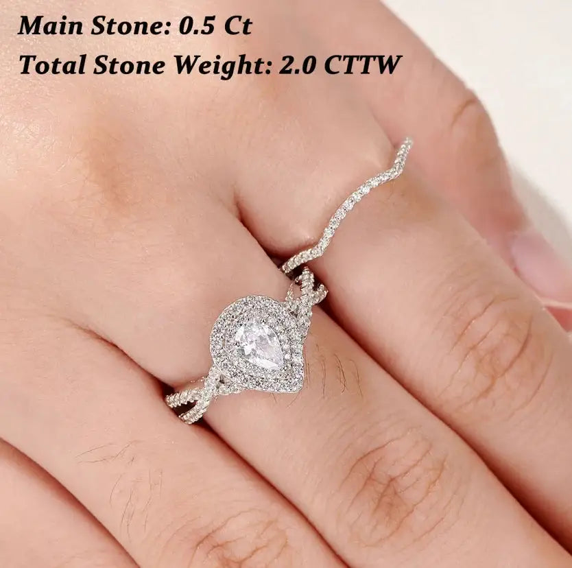 Pear Moissanite Ring in Sterling Silver — product view 3