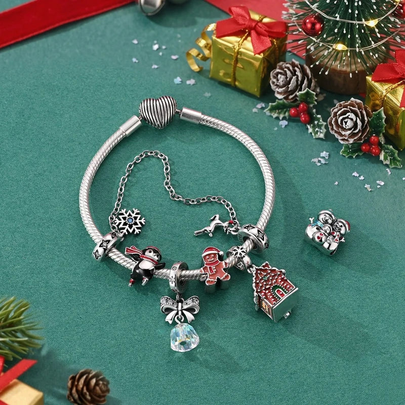 Silver Charm Pendant Christmas Stocking
