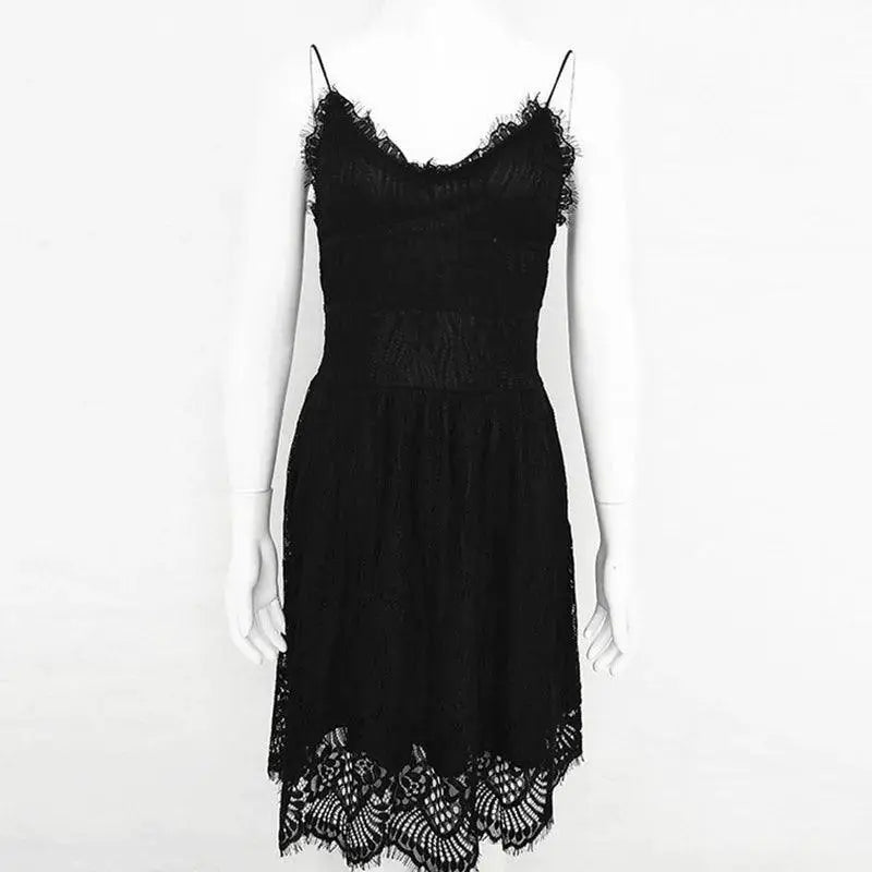 Elegant Pink And White Lace V Neck Party Dress For Summer