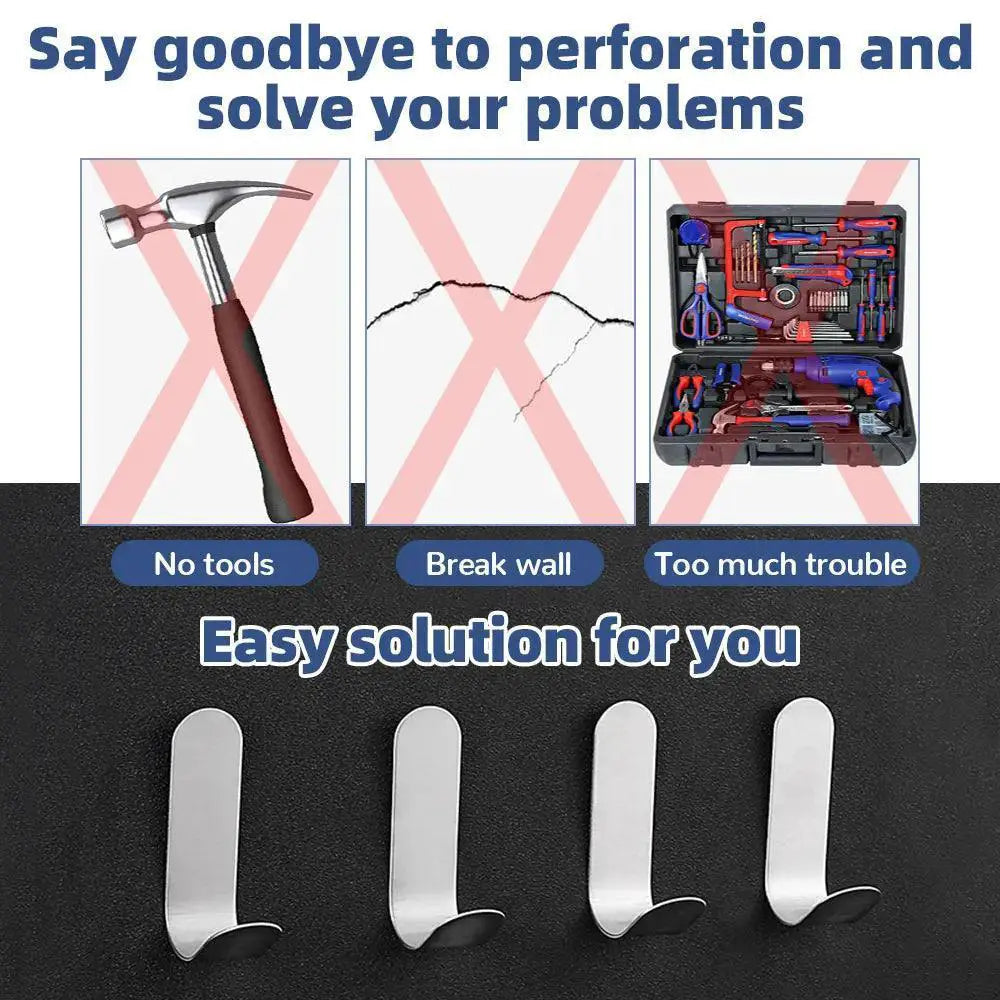 Stainless Steel Adhesive Hooks for Versatile Organization