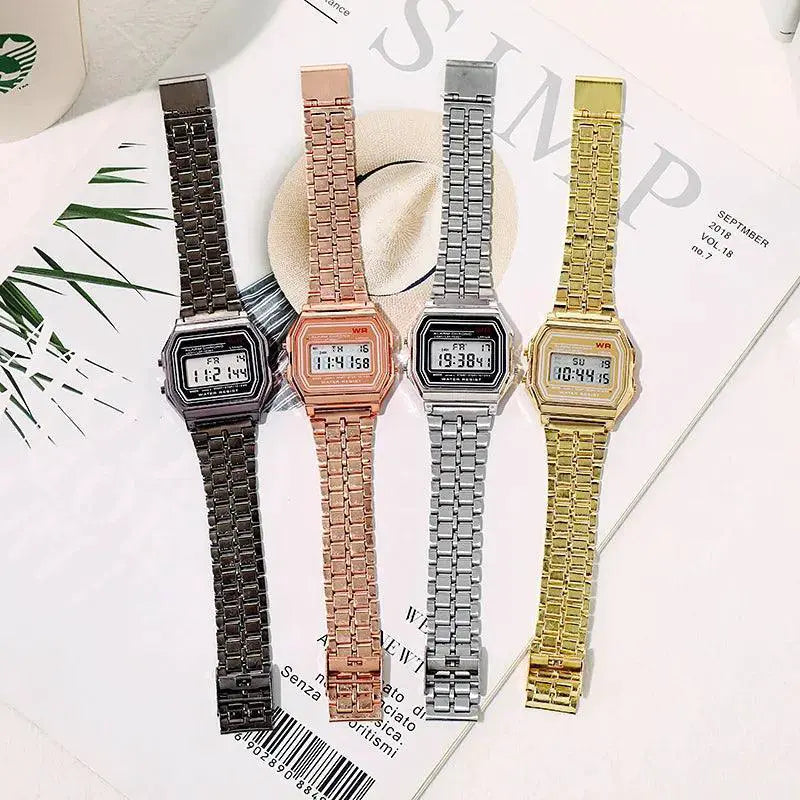Retro Digital Stainless Steel Sports Watch Vintage Style