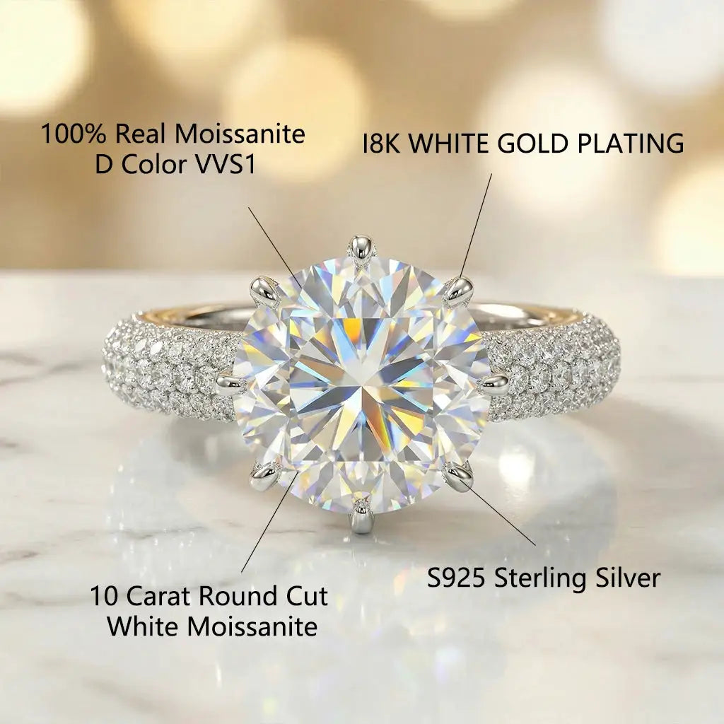 Moissanite Ring in Sterling Silver Couple — product view 2