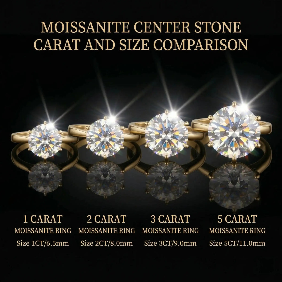 Round Moissanite Ring in Sterling Silver Couple — product view 1