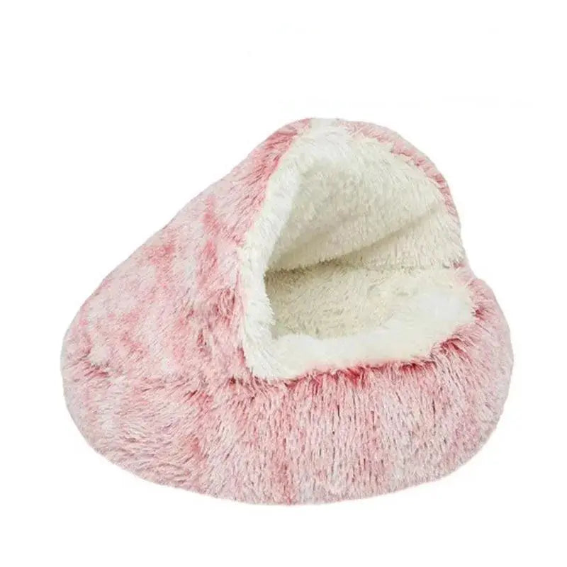 Round Plush Cat Bed Cozy Sleeping Bag For Small Pets