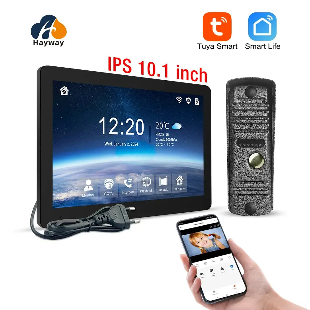 Hayway Tuya Wireless Video Intercom Kit 10 'IPS Full Touch Screen 1080P Camera With Mobile Detection Support One-key Unlock